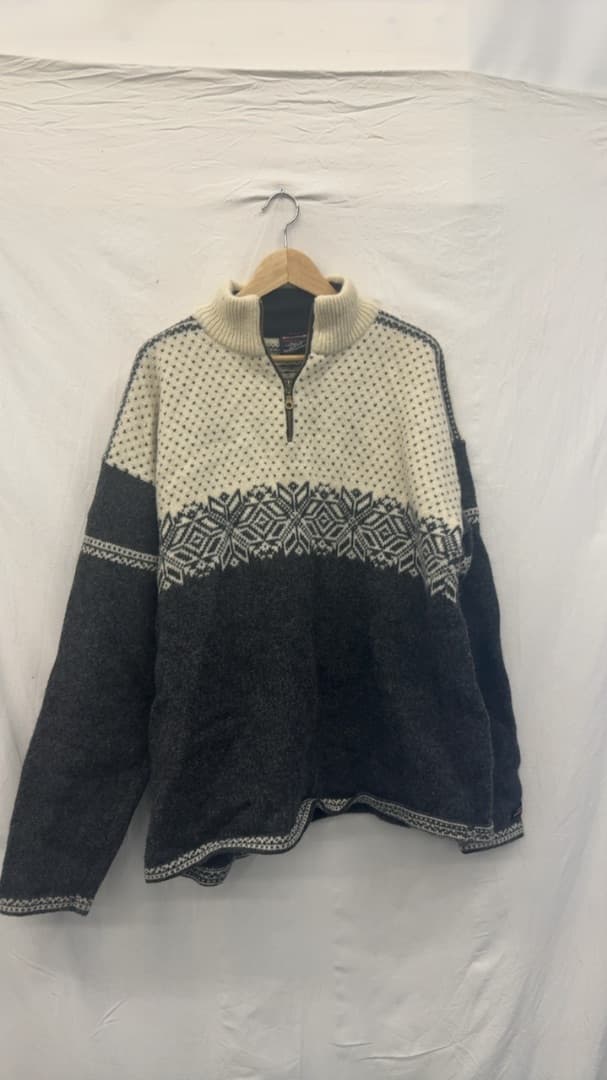 Norwool Black and Cream Wool Sweater