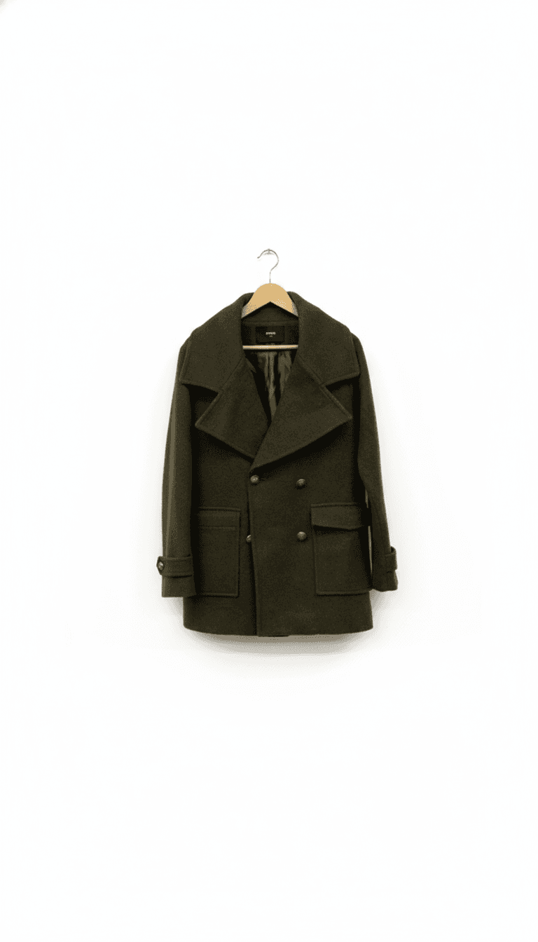 Bik Bok Olive Green Wool Blend Peacoat