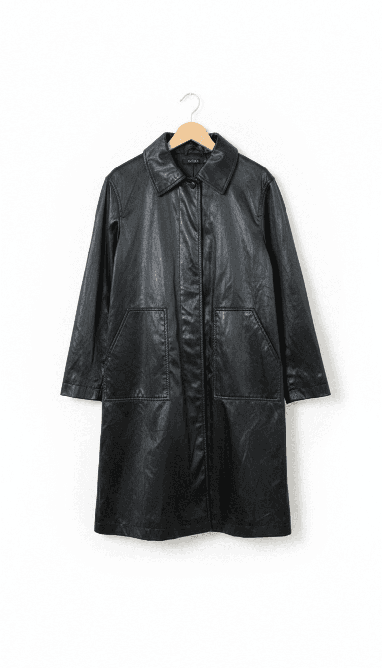 Nicole Black Vinyl Trench Coat
