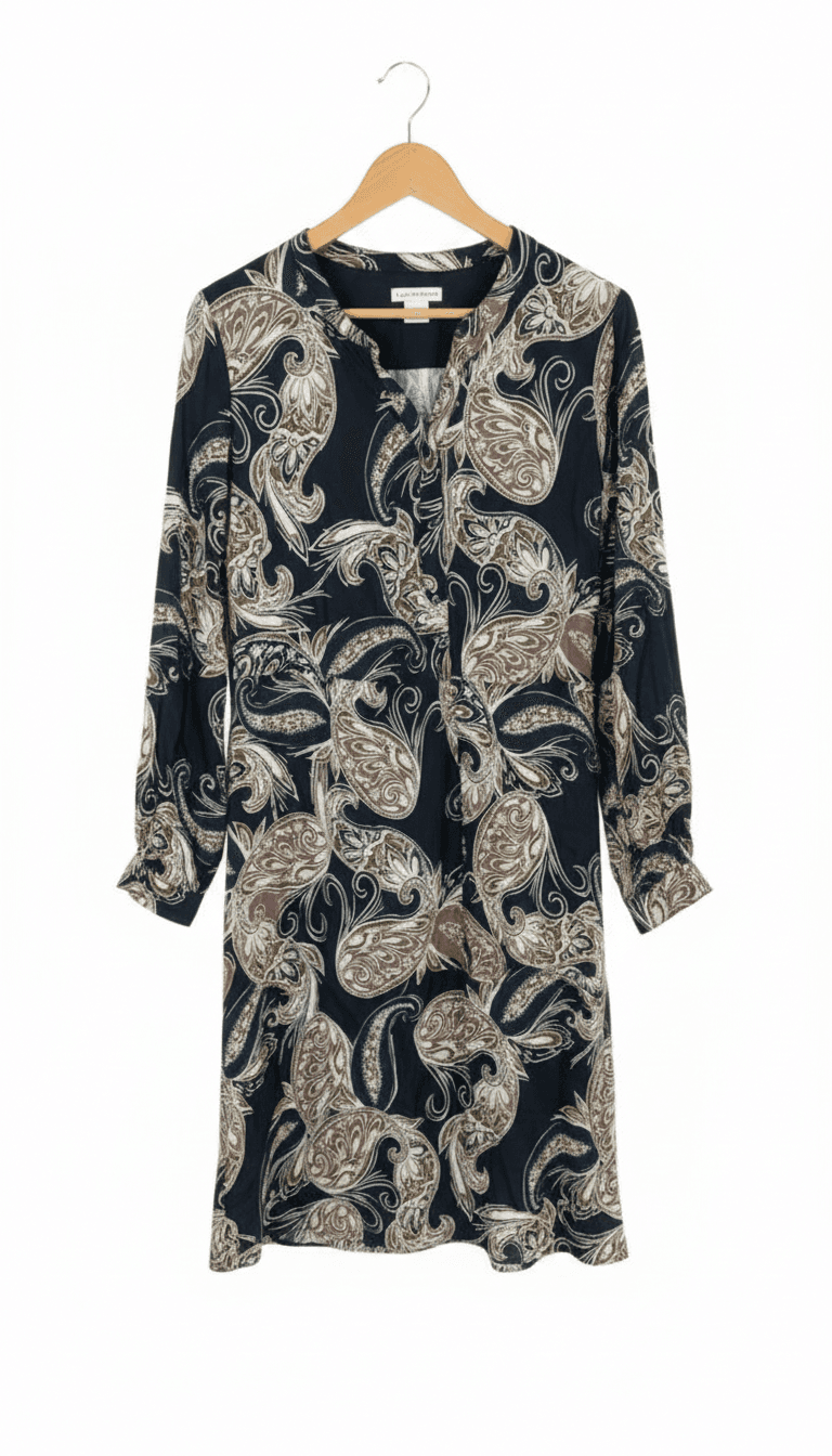 Claire Woman Navy Paisley Print Dress