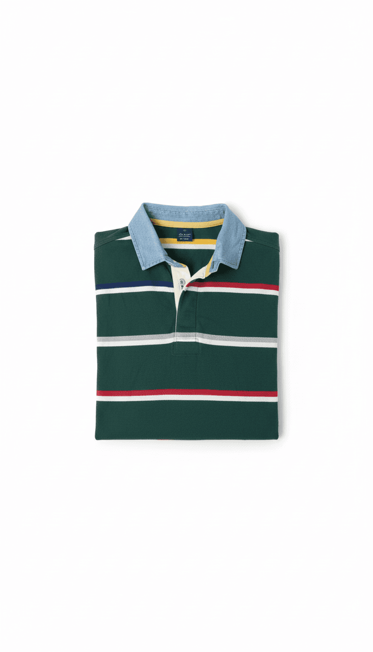 GANT The Rugger Green Striped Polo Shirt