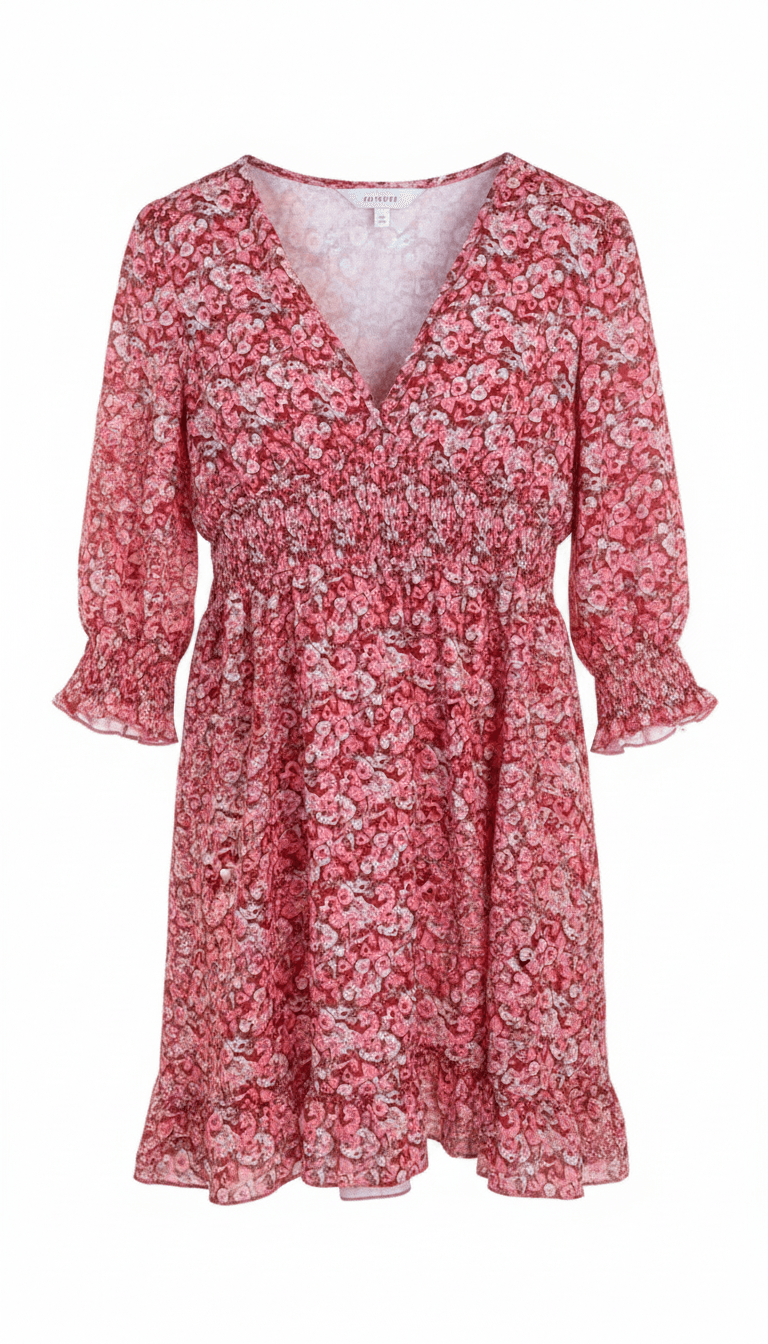 Floral Red and Pink Mini Dress