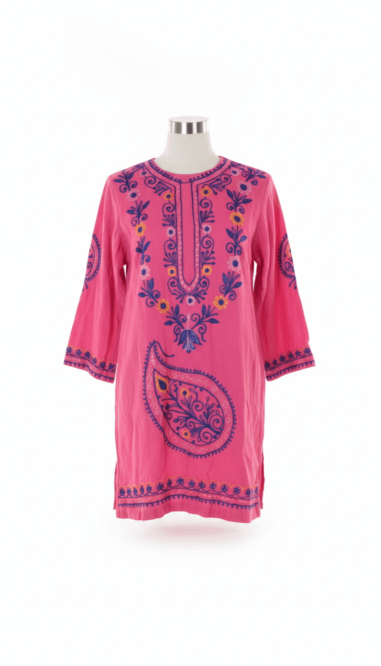 Embroidered Pink Tunic Top