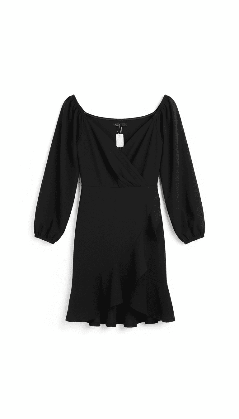 Black Ruffle Hem Mini Dress