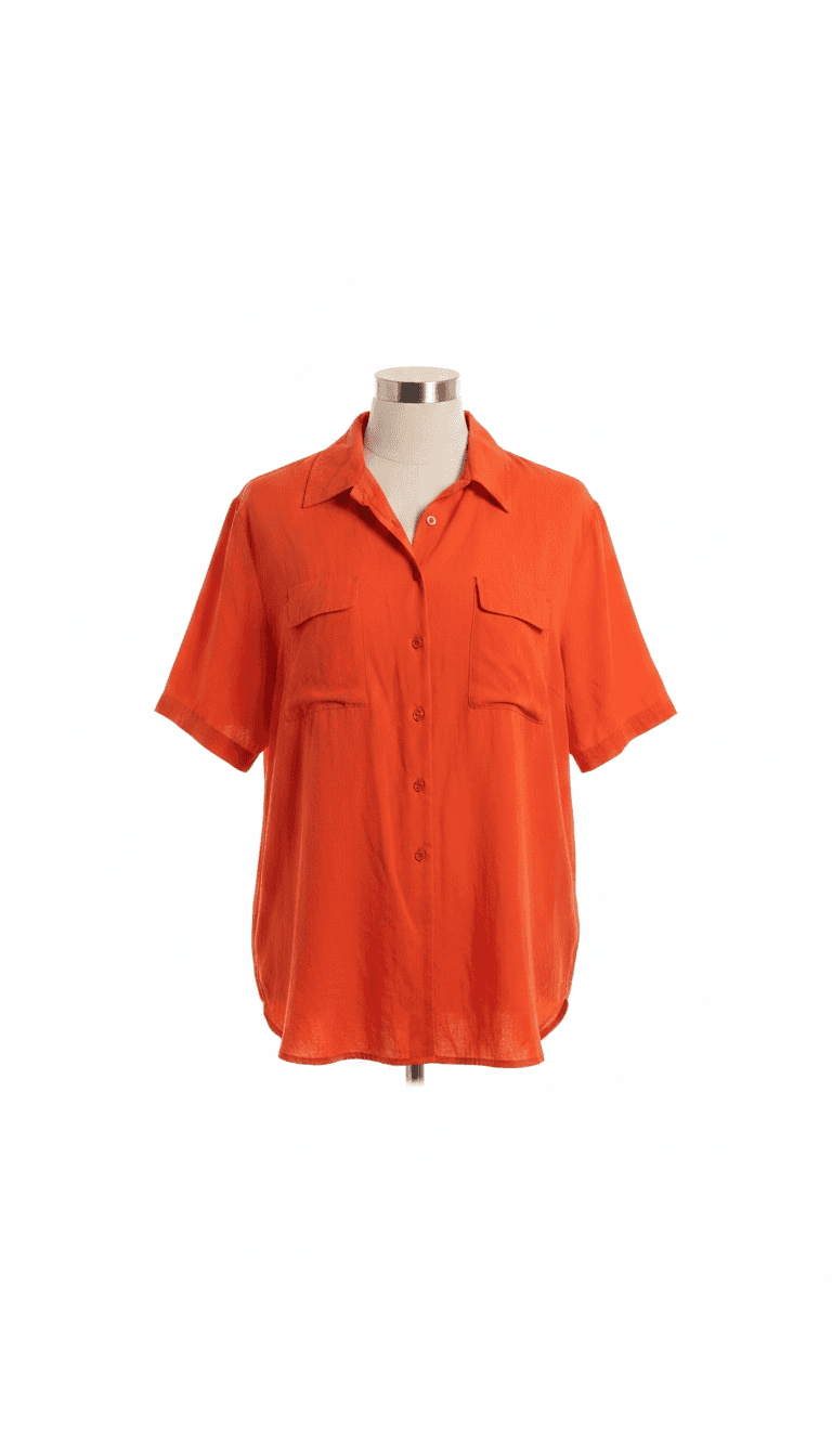 Orange Short Sleeve Button-Up Shirt